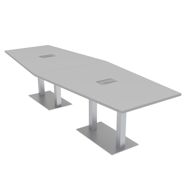 Skutchi Designs 45 in W, 144 in L, 29 in H, Engineered Wood Top, Grey HAR-HEX.IR-46x143-DOU-ELEC-XD01 - main
